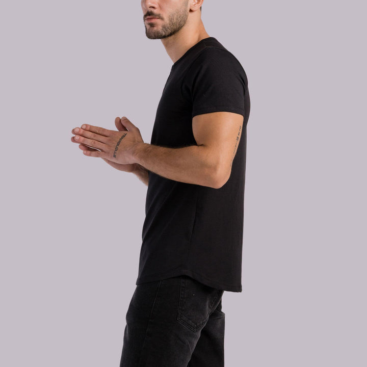 Premium cotton modern Henley #color_black