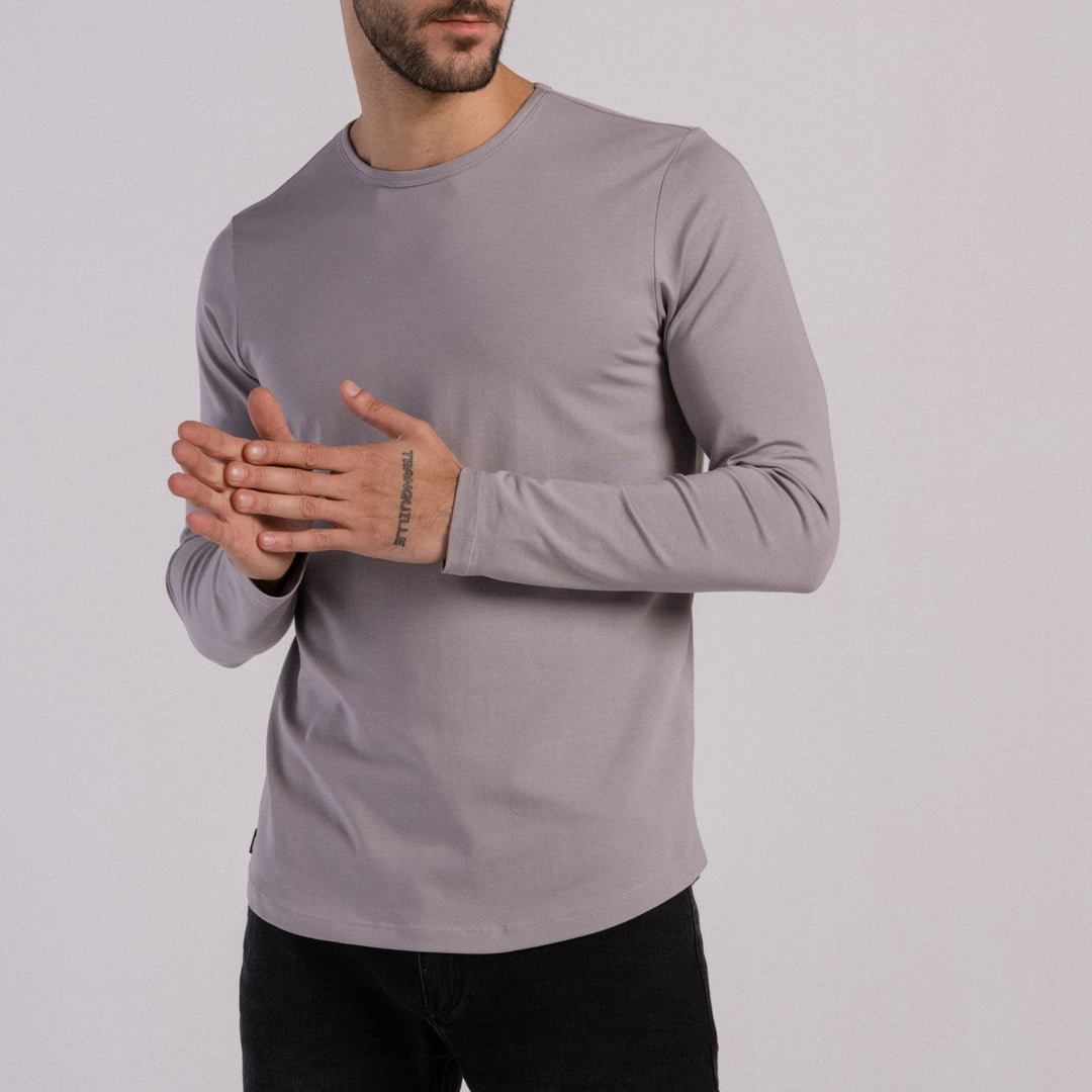 Premium cotton long sleeve crew neck tee #color_grey