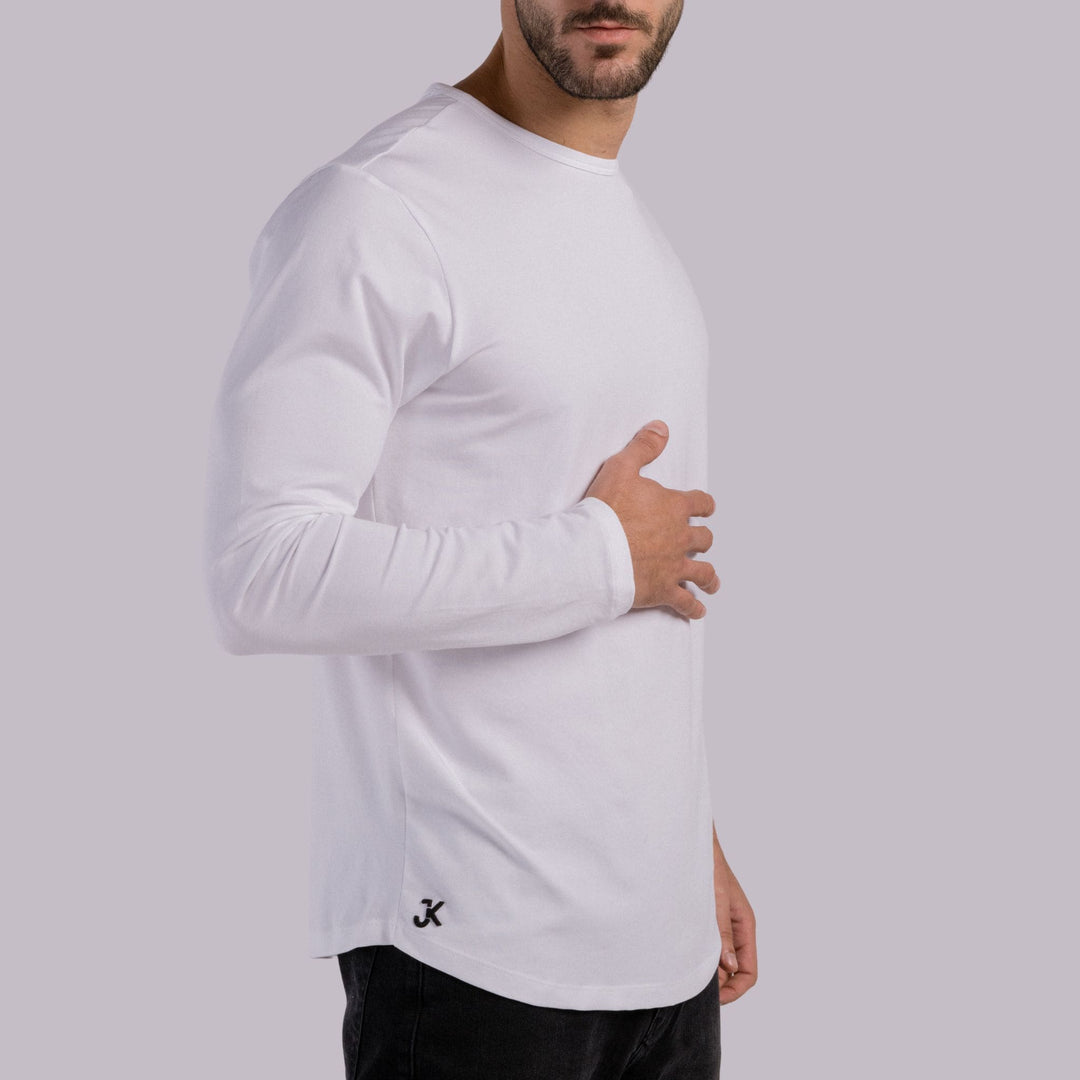 crew neck cotton long sleeve shirt #color_white