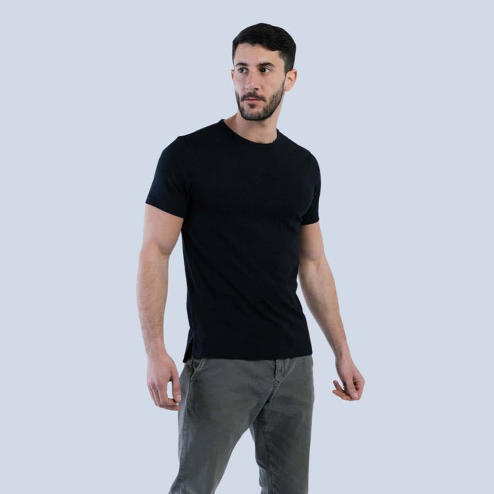 Crew neck -Split-Hem T-Shirt #color_black