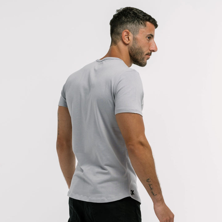 quality Egyptian cotton crew neck t-shirt back side view #color_grey