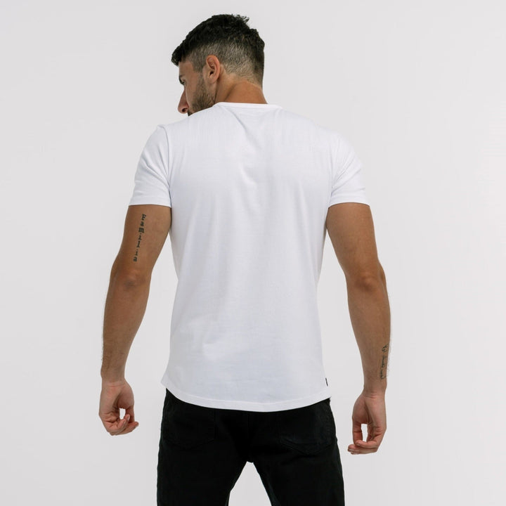 Premium crew neck T-shirt  back view#color_white