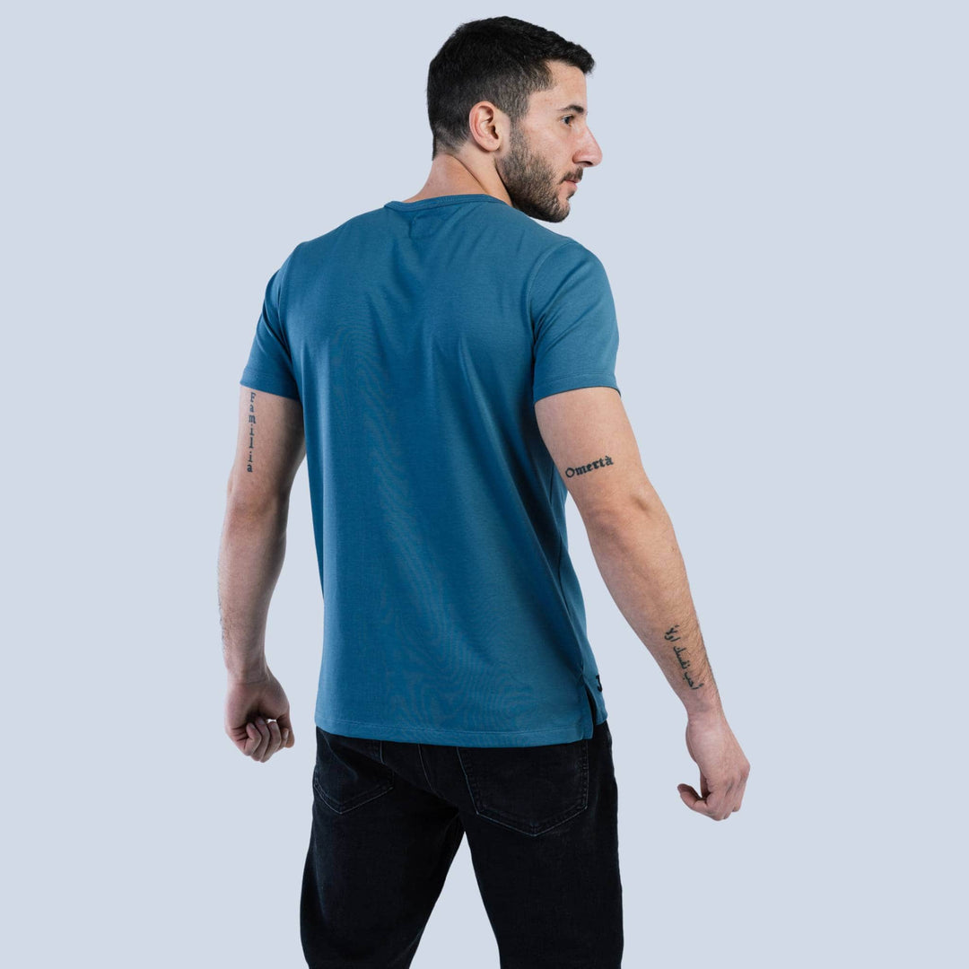 Egyptian cotton Split hem tee  #color_vintage-blue