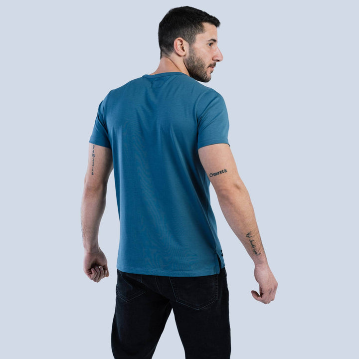 Egyptian cotton Split hem tee  #color_vintage-blue