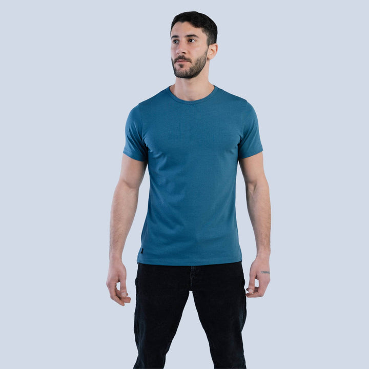 Split-Hem cotton tee #color_vintage-blue