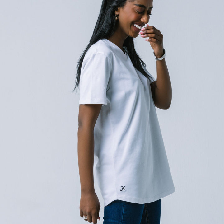 women's V-Neck Dynamic Shirts #color_white